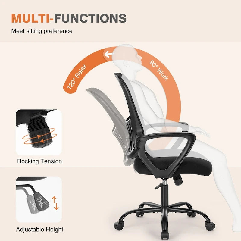 Ergonomic Mesh Office Chair with Fixed Armrest