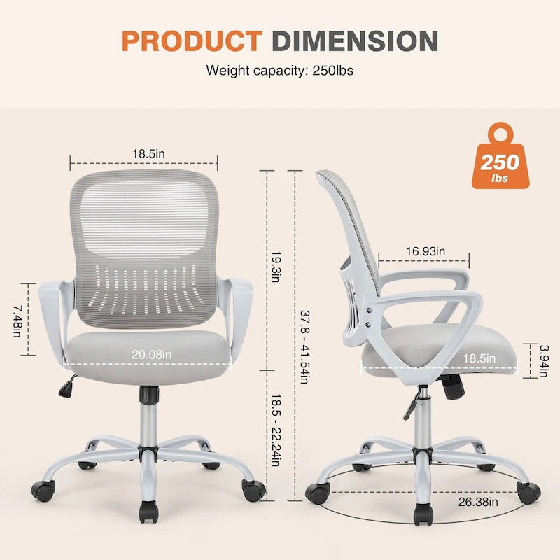 Ergonomic Mesh Office Chair with Fixed Armrest