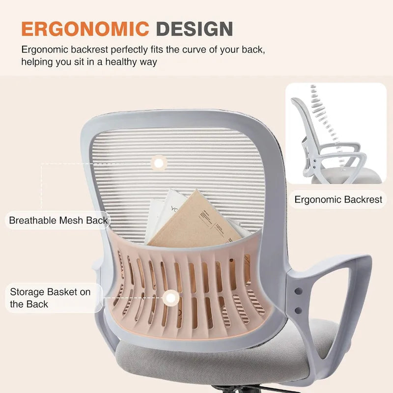 Ergonomic Mesh Office Chair with Fixed Armrest