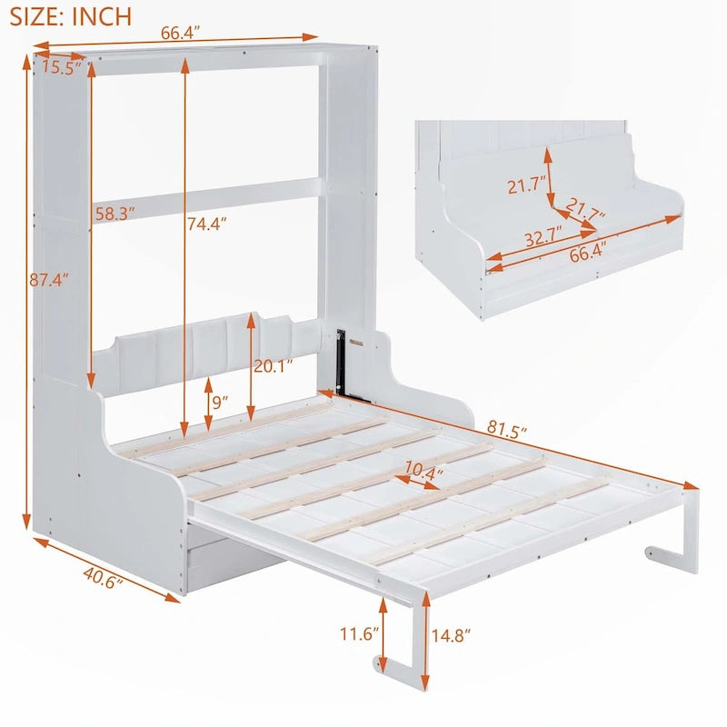 Queen Size Murphy Bed Wall Bed with Cushion