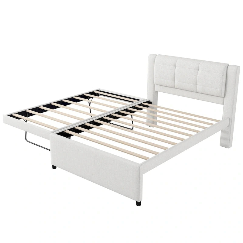 Full Size Upholstered Platform Bed with Trundle