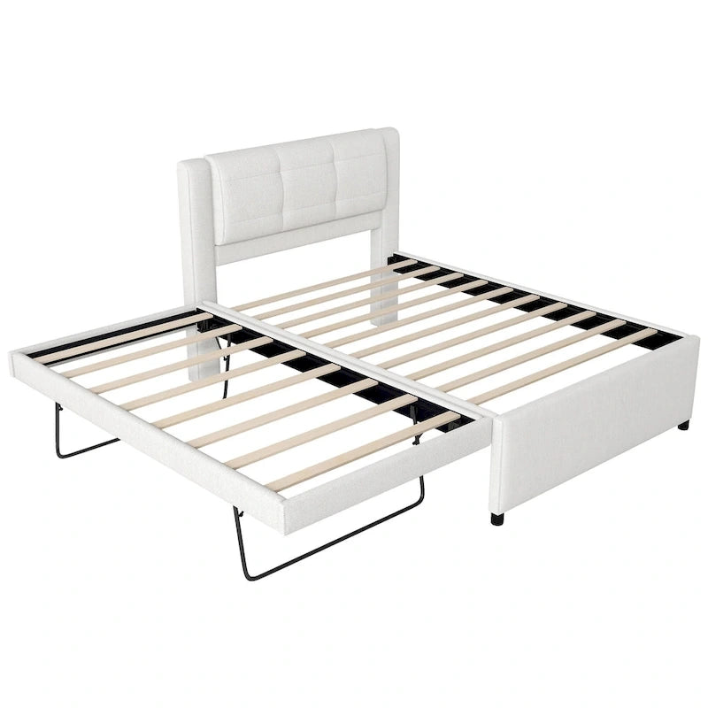 Full Size Upholstered Platform Bed with Trundle