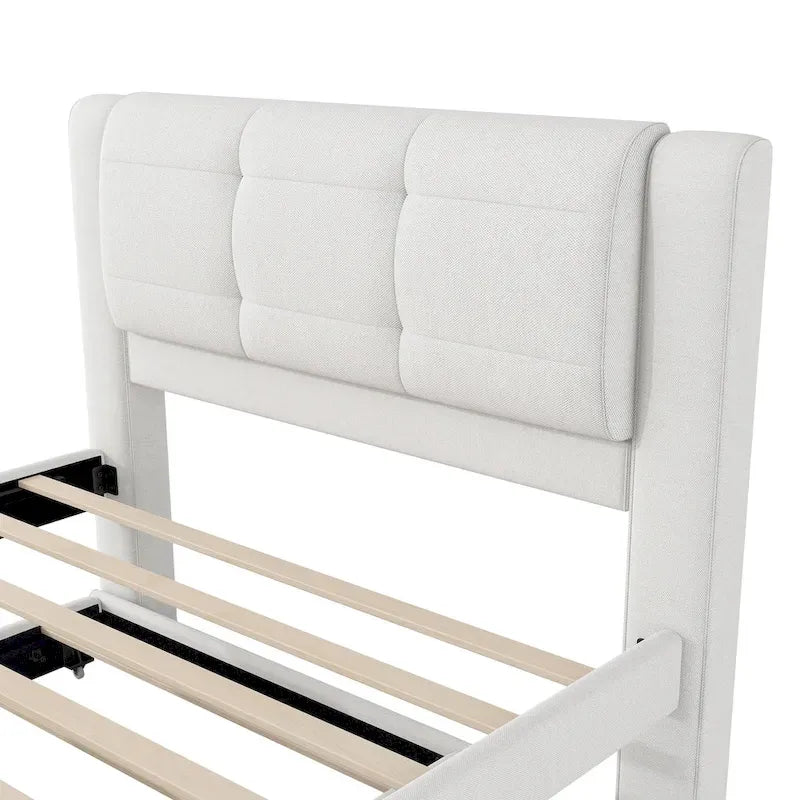 Full Size Upholstered Platform Bed with Trundle