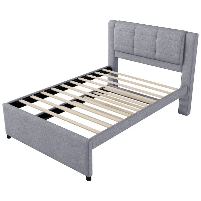 Full Size Upholstered Platform Bed with Trundle
