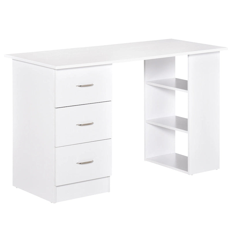 Writing Table Workstation with 3 Drawers and Storage Shelf